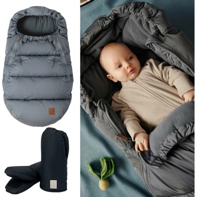 Leokid Olaf a rukavice na kočárek Grey Reef/Black Coal
