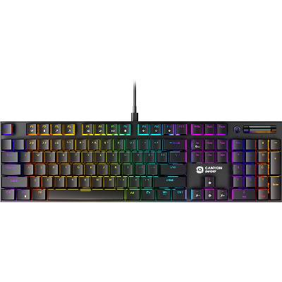 Геймърска Canyon Cometstrike TKL GK-55, USB, Подсветка, MX Red Linear, Механична, Черен (CND-SKB55-US)