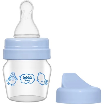 Image 1 of Wee Baby Стъклено шише Wee Baby Mini, с 2 накрайника, 30 ml, синьо (792)