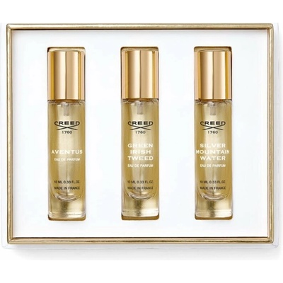 Creed Men's 3-Piece Gift Set Creed Aventus EDP 10 ml + Creed Silver Mountain Water EDP 10 ml + Creed Green Irish Tweed EDP 10 ml