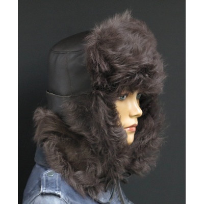 Špongr Kožešinová ušanka z toskánské jehnětiny tmavě hnědá SE37