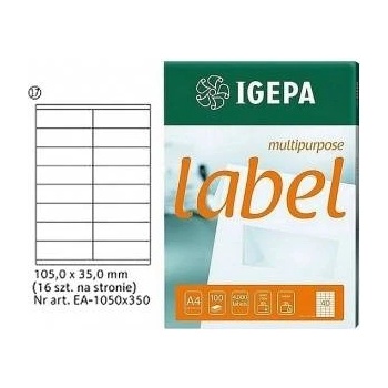 Igepa Group Igepa Labels A4 IGEPA 105 X 35.0 MM WHITE (100)