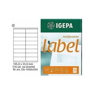Igepa Group Igepa Labels A4 IGEPA 105 X 35.0 MM WHITE (100)