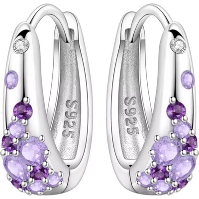 GRACE Silver Jewellery Náušnice s fialovými zirkony Jole stříbro 925/1000 E-OTE4303/411 Stříbrná