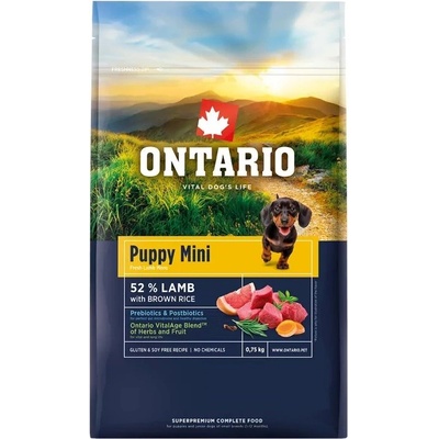 ONTARIO Puppy Mini Lamb & Brown Rice 0, 75 кг