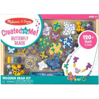 Melissa & Doug Dřevěné korálky Motýlci /120+/