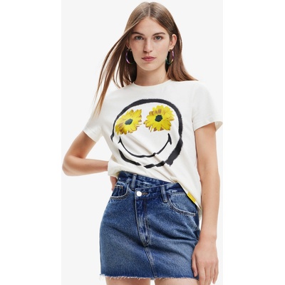 Desigual tričko Margarita Smiley blanco