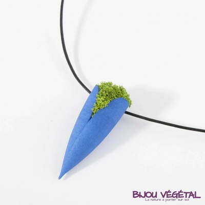 Živé šperky - Náhrdelník Tulipán modrý s lišejníkem