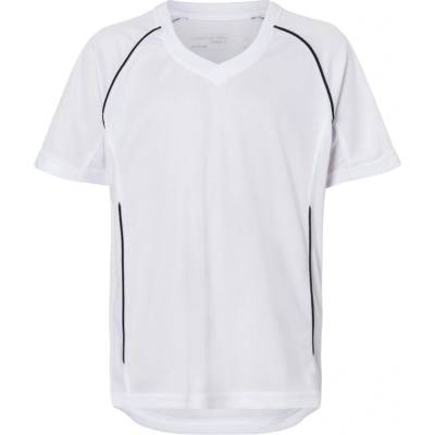 James & Nicholson Tričko JN 386K, týmové, krátký rukáv, dětské COT02386K91000-white/black XS Bílá/černá
