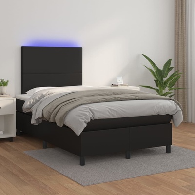 vidaXL Box spring postel s matrací a LED 3135816 umělá kůže černá