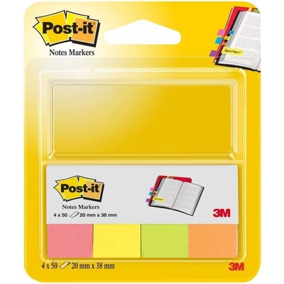 3M Bloček značkovací Post-it 20x38 4 x 50l neon (670/4N)