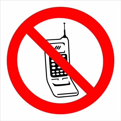 Walteco Zákaz používání mobilních telefonů 90x90mm, samolepka , 20114