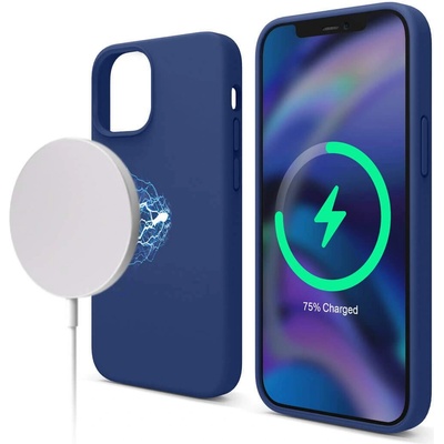 elago MagSafe Soft Silicone Case - силиконов (TPU) калъф с вграден магнитен конектор (MagSafe) за iPhone 12 mini (тъмносин)