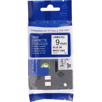 Pro Brother Съвместима лента с Brother TZ-FX223 / TZe-FX223, 9mm x 8m, гъвкави, син шрифт / бял фон (TZe-FX223)