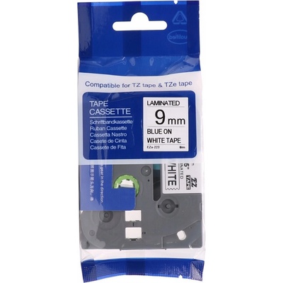 Compatible Съвместима лента с Brother TZ-FX223 / TZe-FX223, 9mm x 8m, гъвкави, син шрифт / бял фон (TZe-FX223)