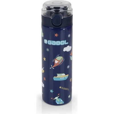 Gabol Бутилка за вода Gabol стоманена Speedy - 600 мл. - Тъмно синя с принт