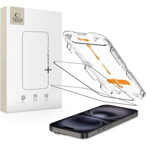 Tech-Protect 2 броя стъклени протектори за дисплей на iPhone 15 / 16 от Tech Protect Quick Set - Черни (5906302363179)