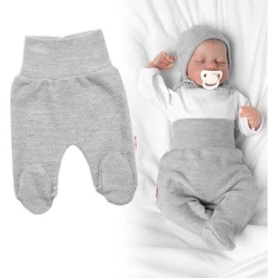Baby Nellys Pletené dojčenské nohavice Hand Made sivé