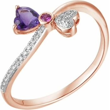 Eppi Roztomilý prsten s ametystem safírem a diamanty Felix R42482