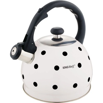 Kinghoff Свиркаща чайник 2L Бял-черен с точки (KH-1050)