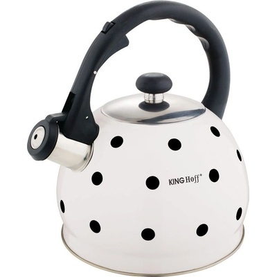 Kinghoff Свиркаща чайник 2L Бял-черен с точки (KH-1050)