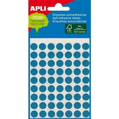 Etikety, 8 mm okrúhle, ručne popisovateľné, farebné, APLI, modré, 288 etikiet bal