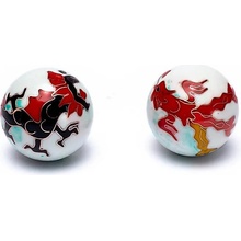 Authentic Čínske meditačné guličky Baoding balls Drak & Fénix biele 3,5cm
