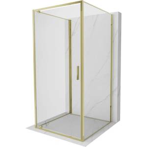 Mexen Exo-3S душ кабина 3-стенна въртяща се 85 x 85 см, прозрачна, златна (8181-085-085-50-00-3S)