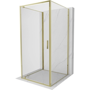 Mexen Exo-BR 3S душ кабина 3-стенна, отваряща се, 85 x 85 см, прозрачна, златна (8181-085-085-50-00-3S)