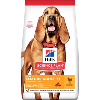 Hill's Science Plan Light granule pre stredné staršie psy s kuracím 2 x 14 kg