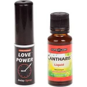 CUPID LABS Задържащ спрей за мъже Love Power и Възбуждащи капки Cantharis