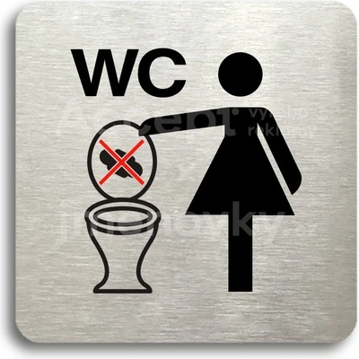 ACCEPT Piktogram zákaz vhazování předmětů do WC - stříbrná tabulka - barevný tisk bez rámečku