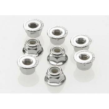 Traxxas Nuts, 4mm flanged nylon locking (steel, serrated) (8), TRX3647 (TRX3647)