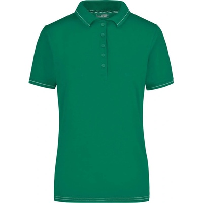 James & Nicholson Polokošile JN 568 žerzejová elastická krátký rukáv dámská COT-02056858602 Zelená irish/bílá