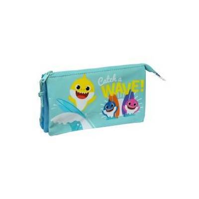 Двоен Моливник Baby Shark Surfing Син Бял 22 x 12 x 3 cm