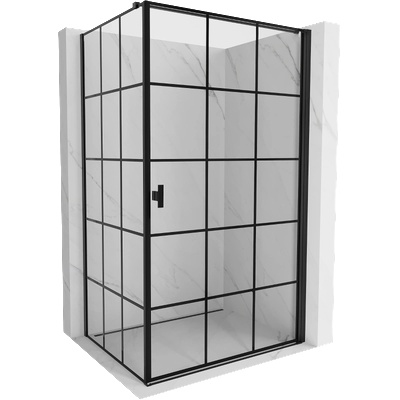 Mist-B душ кабина отваряща се дясно 100 x 120 см, черна решетка, черна - 8A2T-100-120-70-77-P (8A2T-100-120-70-77-P)