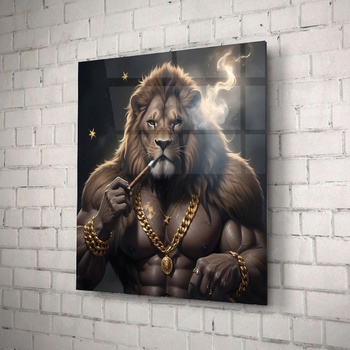 Art gift Стъклено АРТ пано - Лъв с пура