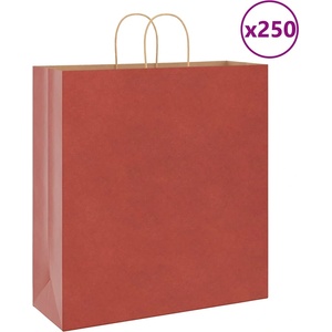 vidaXL Хартиени торбички 250 бр с дръжки червени 45x17x48 см (4101765)