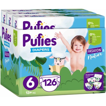 Image 1 of pufies Бебешки пелени Pufies Sensitive - Extra Large, размер 6, 126 броя, 13+ kg, 3 х Maxi Pack (23149)