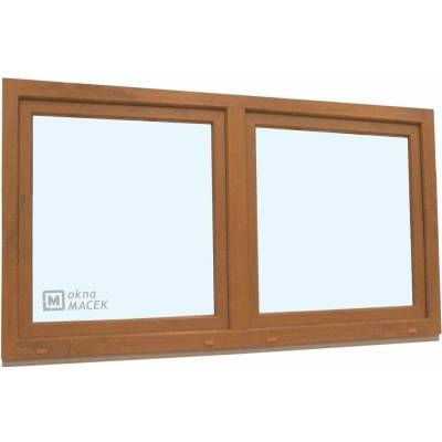 KNIPPING Plastové okno - 70 AD, 2100x900 mm, O/OS sloupek, zlatý dub Sklo: čiré, Barva, imitace: zlatý dub/bílá (jednostranně)