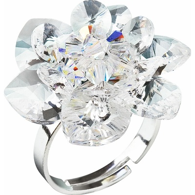 Pavona Strieborný prsteň s kryštálmi Swarovski biela kvietka 35012.1 60