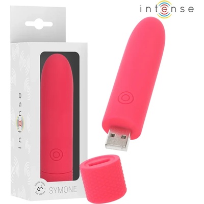 Мини вибратор с вградено USB зареждане, 10см. - Intense Symone Red (D-241918)