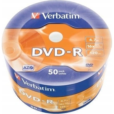 Verbatim DVD-R 4,7GB 16x, wrap, 50ks (43791) – Zboží Živě