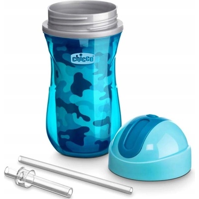 Chicco termo fľaša netečúca so slamkou 266ml modrá