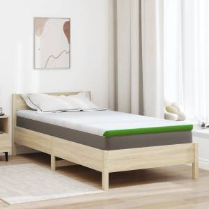 vidaXL Топер за матрак Бяло и зелено 90 x 200 cm Жакардова тъкан (4106168)