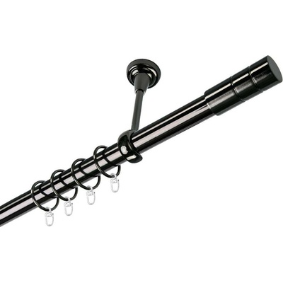 OK-GarnýžeCY Garnýž kovová jednořadá 25mm Cylinder onyx 350 cm do stropu / kroužky s háčkem