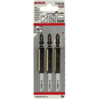 Bosch Нож за зеге Bosch с T-захват за пластмаса 75/100 мм, 12.7 TPI, 3 бр. , праволинейно, T 101 A-2 608 631 670