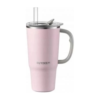 Buydeem Thermal mug with straw 700 ml, model DS57, color Pink
