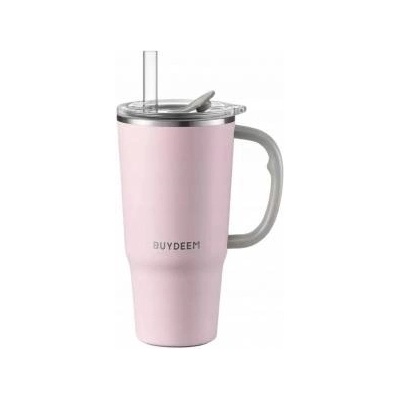 Buydeem Thermal mug with straw 700 ml, model DS57, color Pink