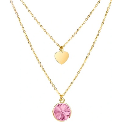 Swarovski e. Dvojitý náhrdelník zlatý, srdce sen5770